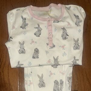 The Beaufort Bonnet Company Pink and Gray Bunny Pajama Set